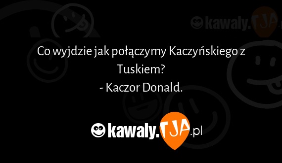 Co wyjdzie jak połączymy Kaczyńskiego z Tuskiem?
<br>- Kaczor Donald.